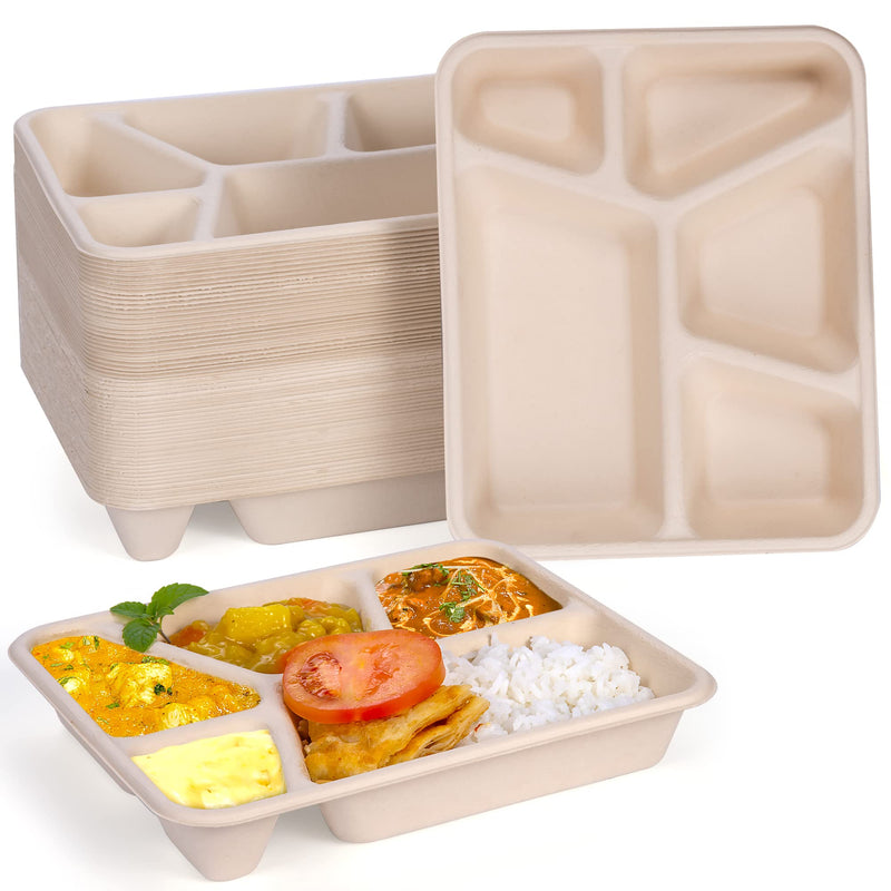 Compostable Rectangular Plates With Compartments