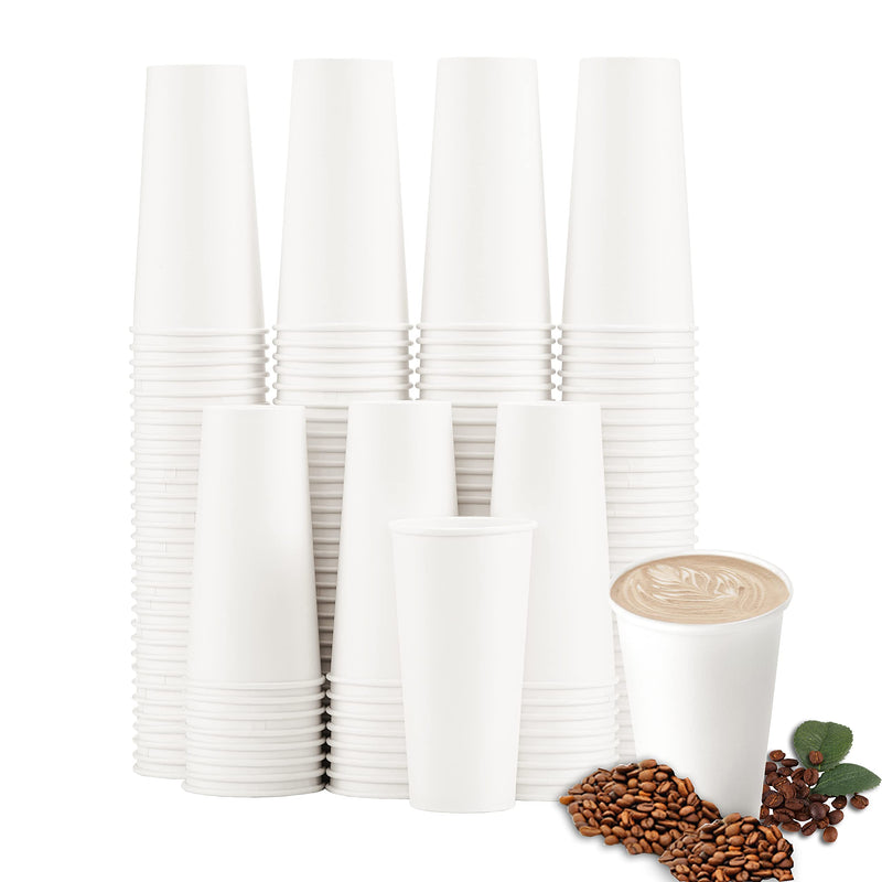 10,12,16 OZ Compostable Plain White Paper Cups